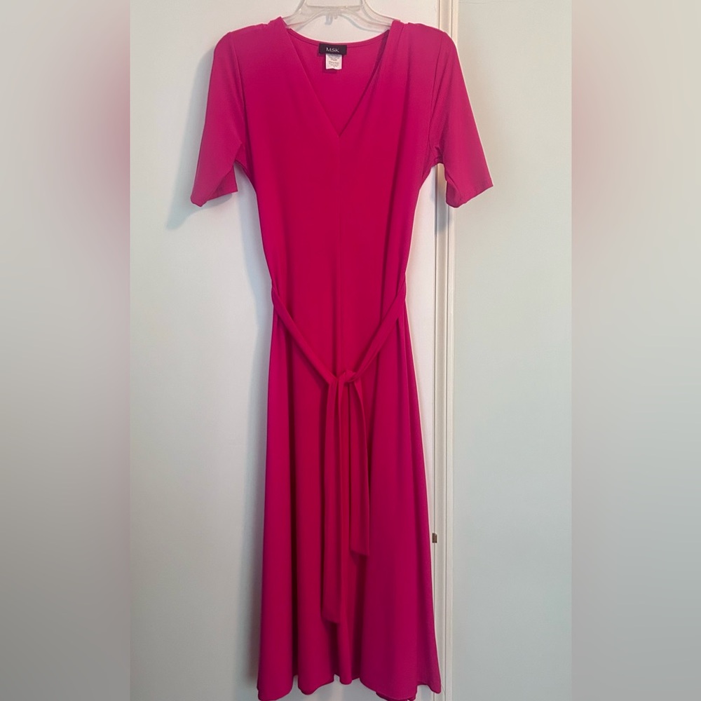 MSK brand bright pink dress. Hits a bit below mid calf. Size M